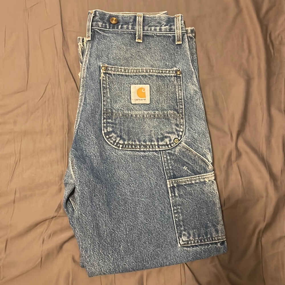Carhartt vintage cargo double knee denim workers pants.